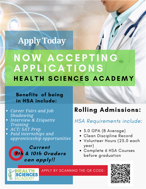 Rolling admission applications. Students in the 9th and 10th grades can apply for program admission. 